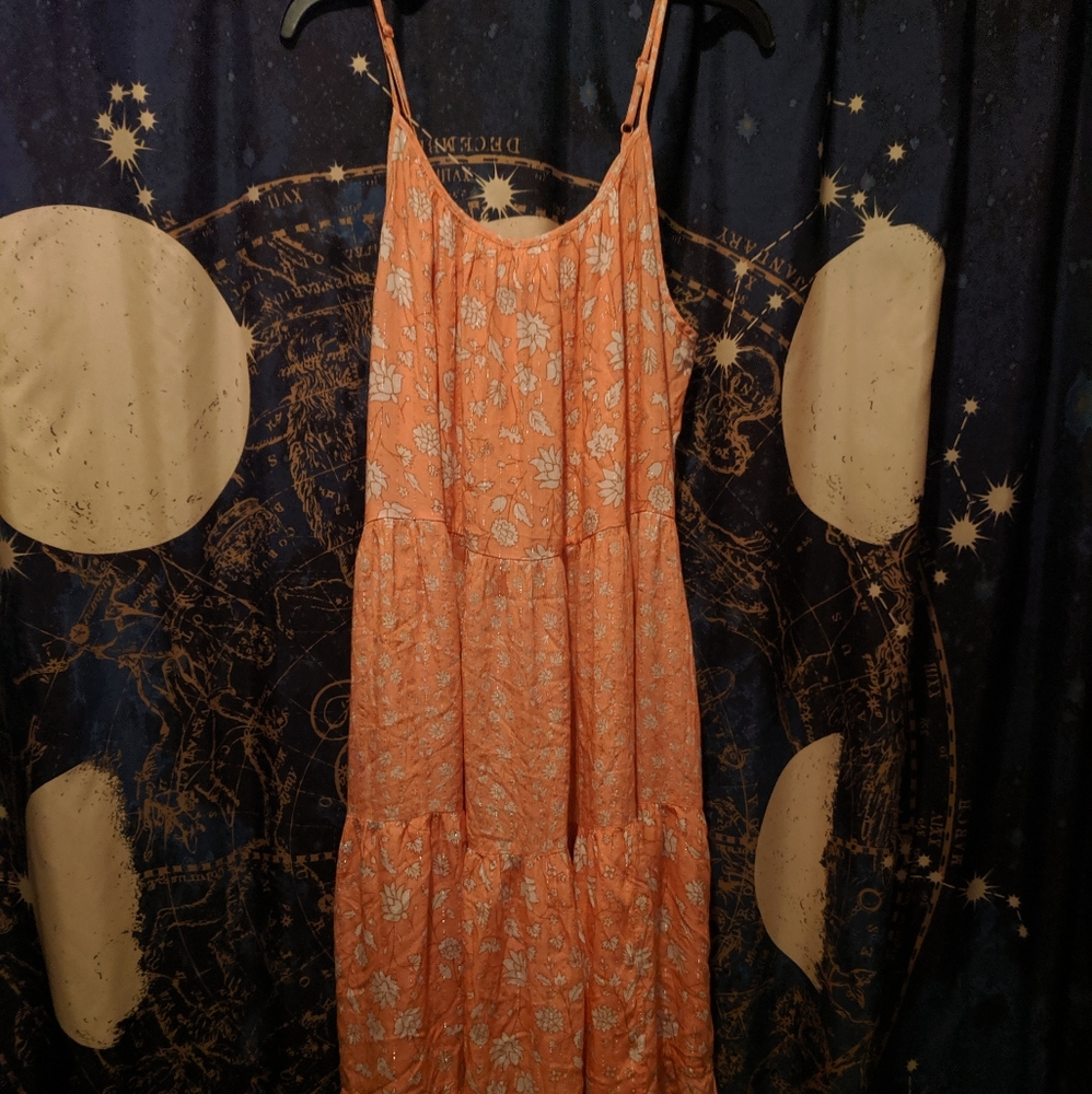 Peach Tiered Flowy Maxi Dress